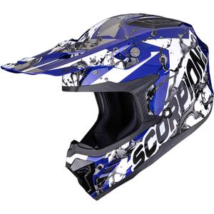 Scorpion SMX-10 Gasoline motocrosshjelm blå-hvid-sort