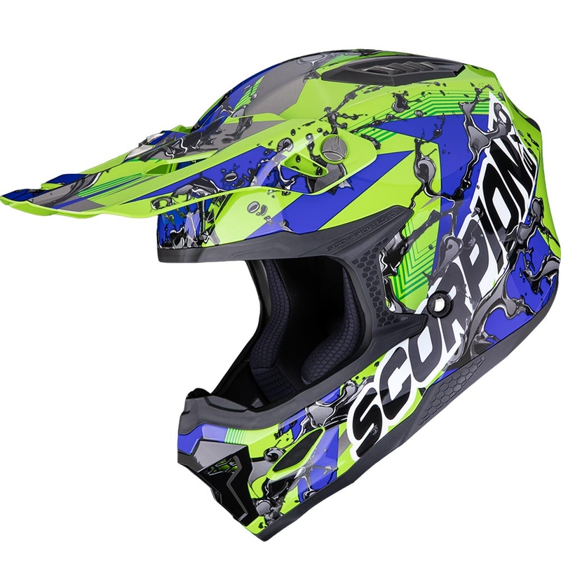 Scorpion SMX-10 Gasoline motocrosshjelm grøn-blå-sort
