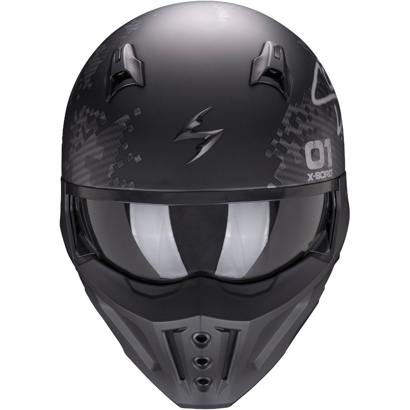 Åben hjelm med maske Scorpion COVERT-X Xborg sort-sølv