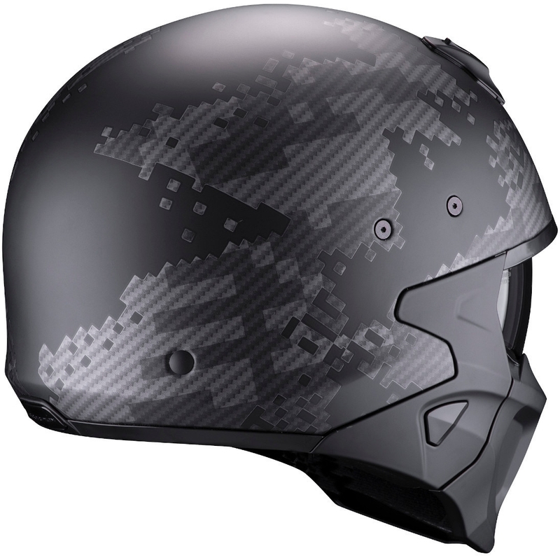 Åben hjelm med maske Scorpion COVERT-X Xborg sort-sølv