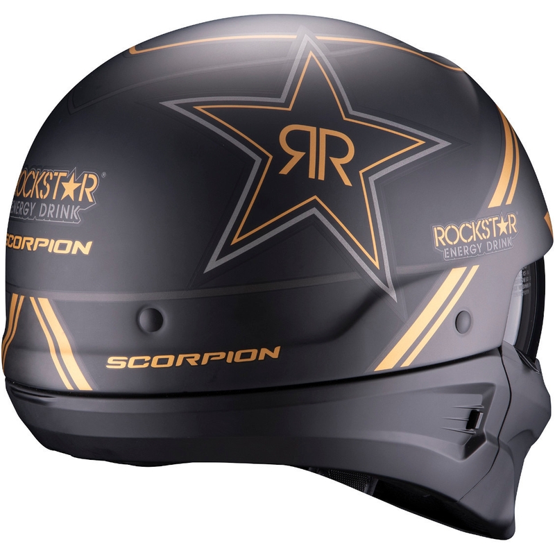 Åben hjelm med maske Scorpion EXO-COMBAT EVO Rockstar sort-guld