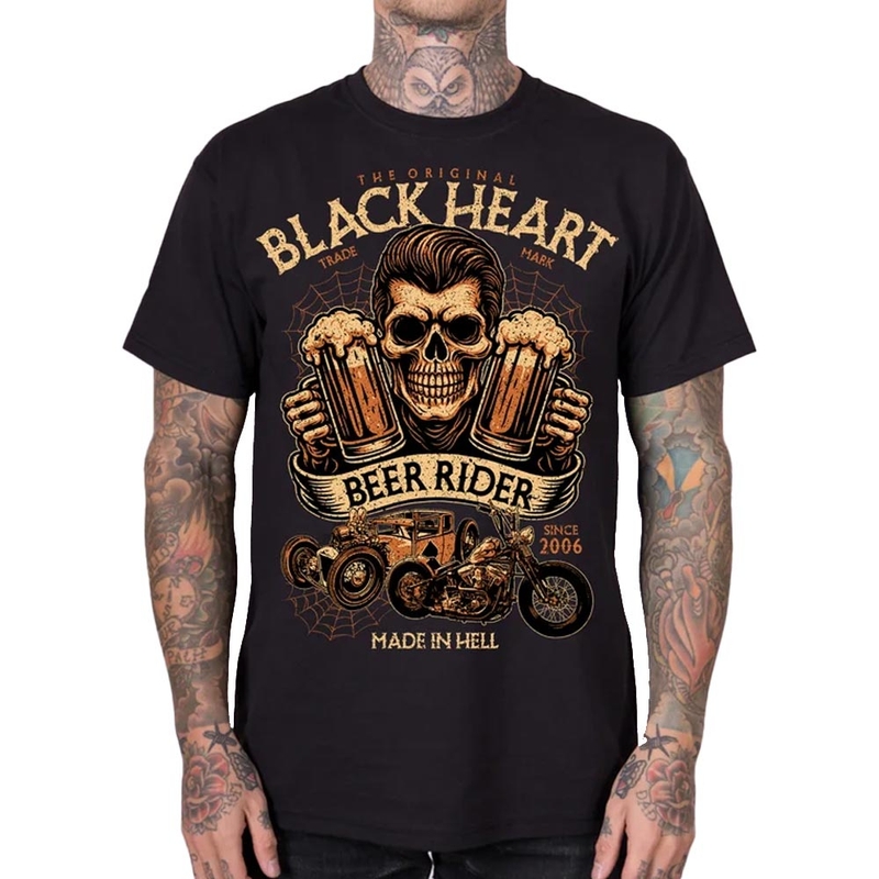 Black Heart Beer Rider T-shirt, sort