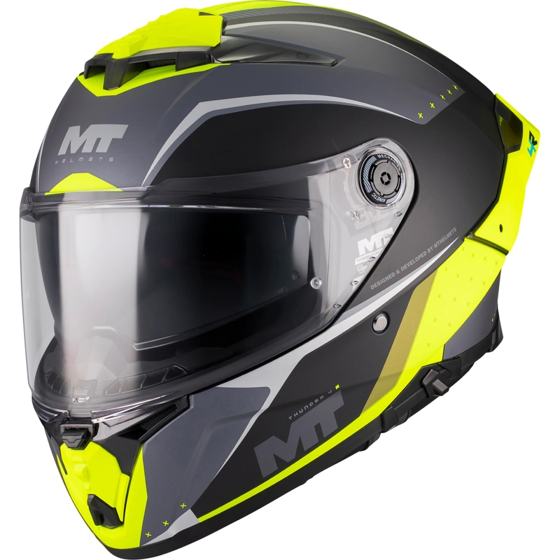 Integralhjelm MT Thunder 4 R SV Wind Tunnel B3 sort-grå-fluo gul