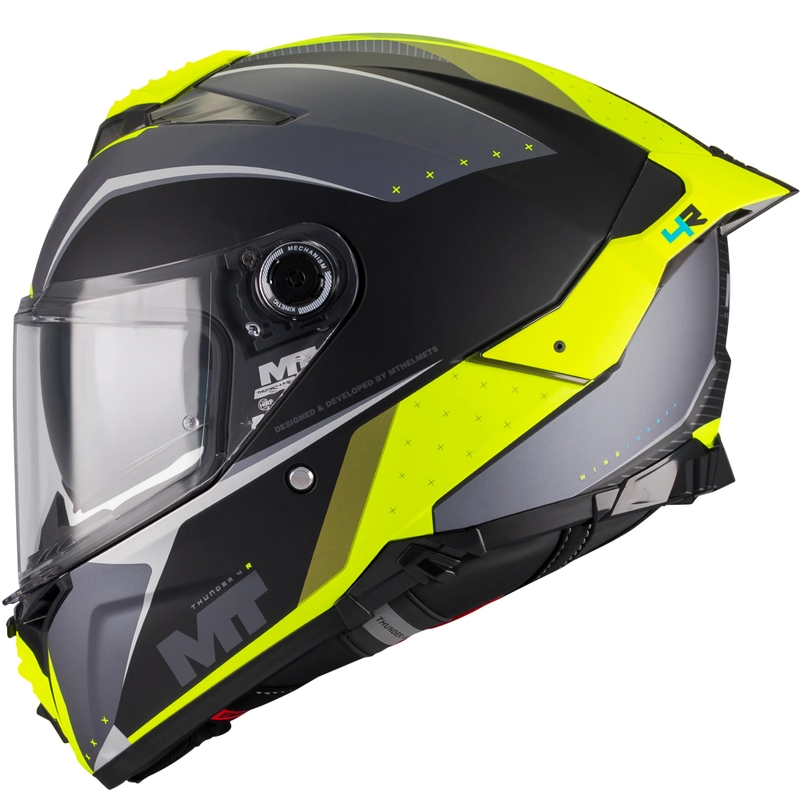 Integralhjelm MT Thunder 4 R SV Wind Tunnel B3 sort-grå-fluo gul