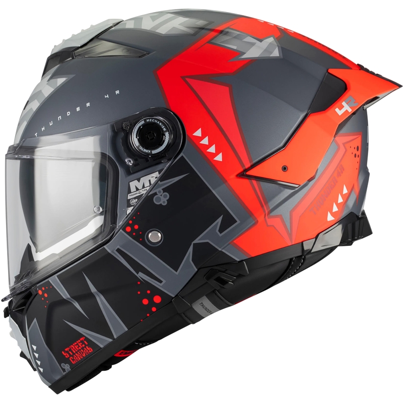 Integralhjelm MT Thunder 4 R SV Canvas C5 sort-grå-rød