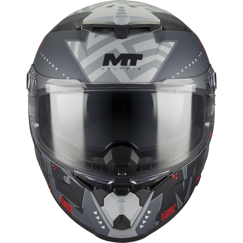 Integralhjelm MT Thunder 4 R SV Canvas C5 sort-grå-rød