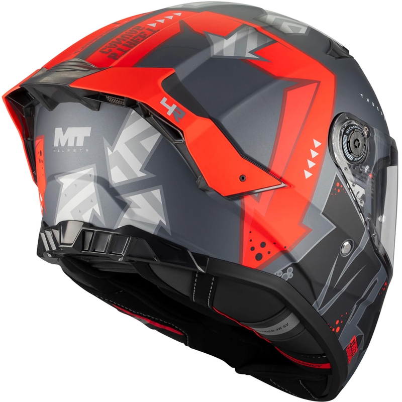 Integralhjelm MT Thunder 4 R SV Canvas C5 sort-grå-rød