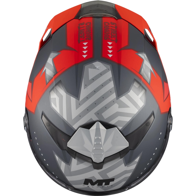 Integralhjelm MT Thunder 4 R SV Canvas C5 sort-grå-rød