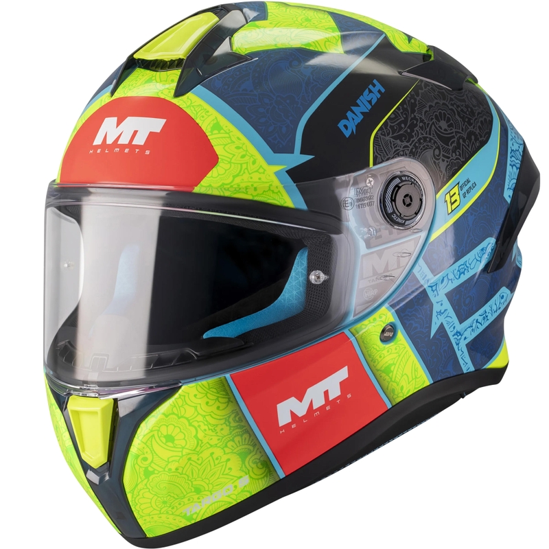 Integralhjelm MT Targo S Danish_26_Brasil C3 blå-fluo gul-rød
