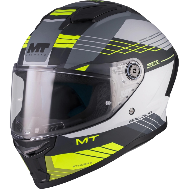 Integralhjelm MT Stinger 2 Baldur C3 sort-grå-fluo gul