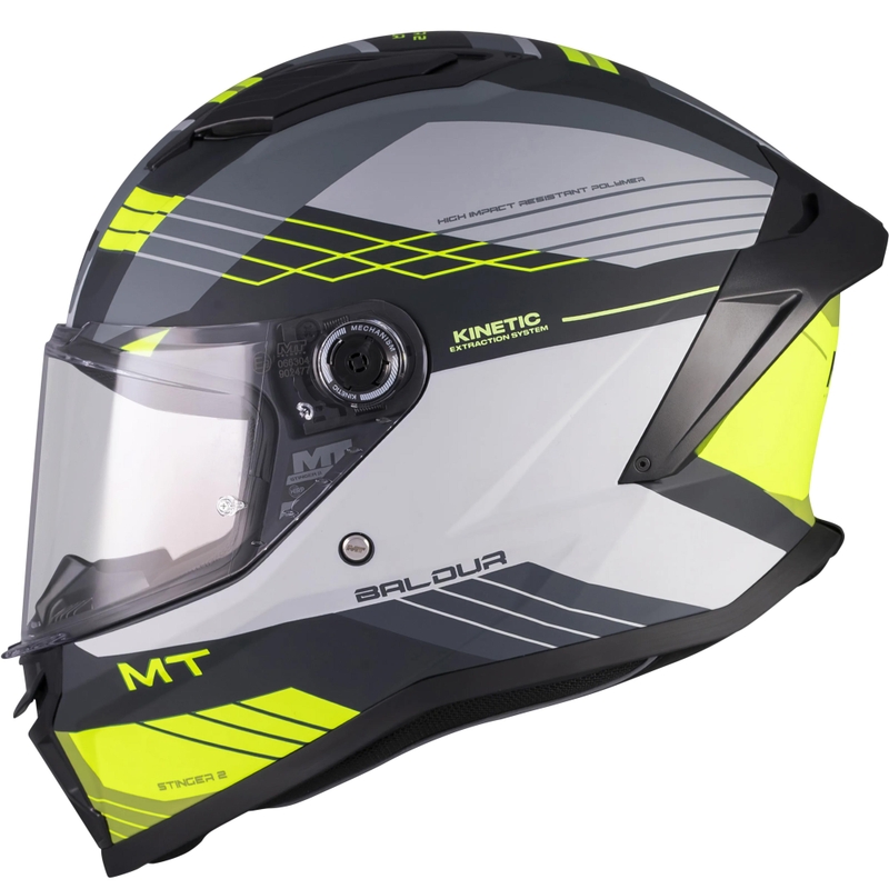 Integralhjelm MT Stinger 2 Baldur C3 sort-grå-fluo gul