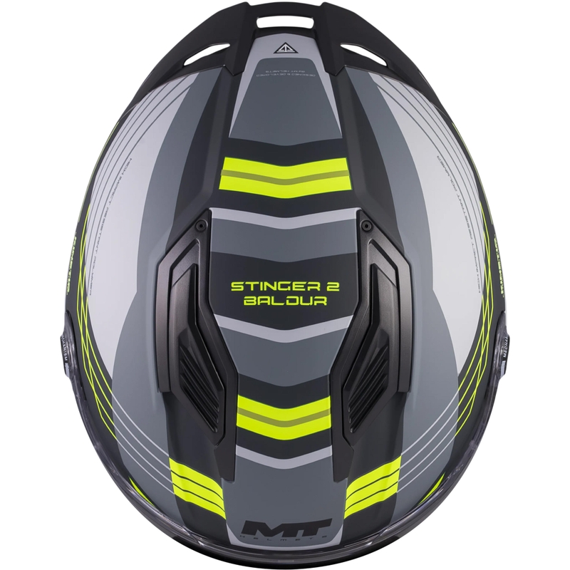 Integralhjelm MT Stinger 2 Baldur C3 sort-grå-fluo gul