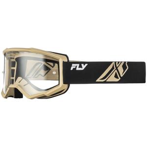 Fly Racing Focus motocrossbriller sort-khaki med klar plexiglas