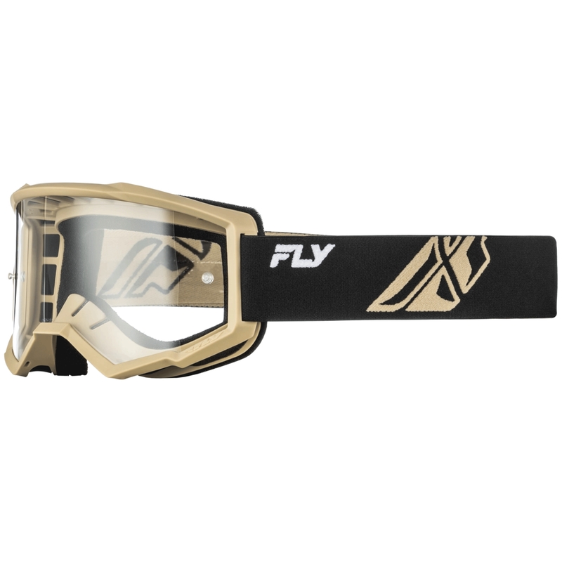 Fly Racing Focus motocrossbriller sort-khaki med klar plexiglas