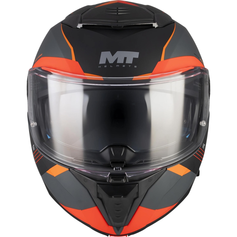 Flip-up motorcykelhjelm MT Atom 2 SV Kaster C14 mat sort-grå-orange