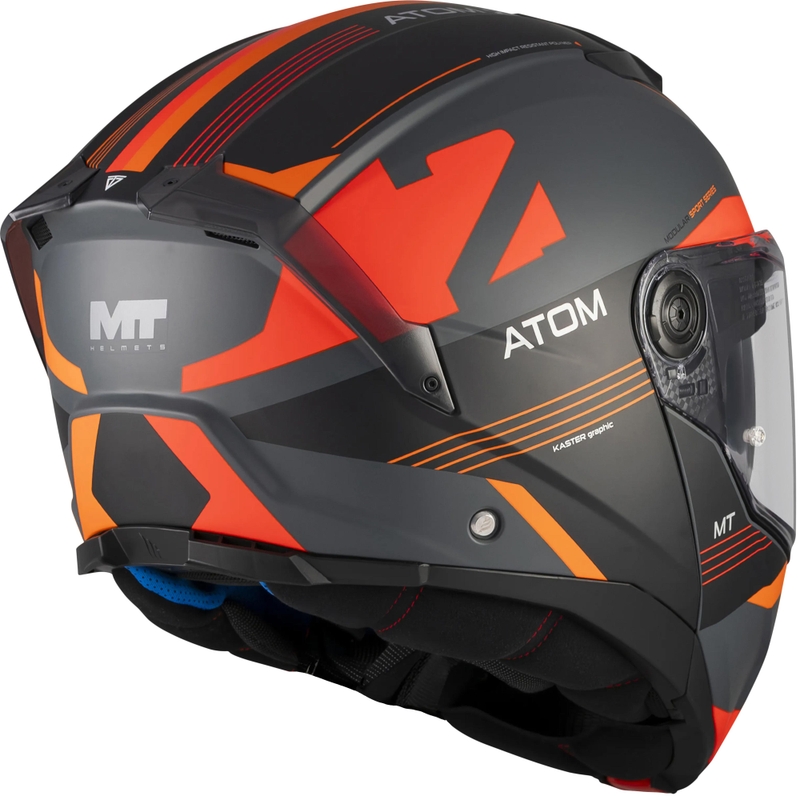 Flip-up motorcykelhjelm MT Atom 2 SV Kaster C14 mat sort-grå-orange