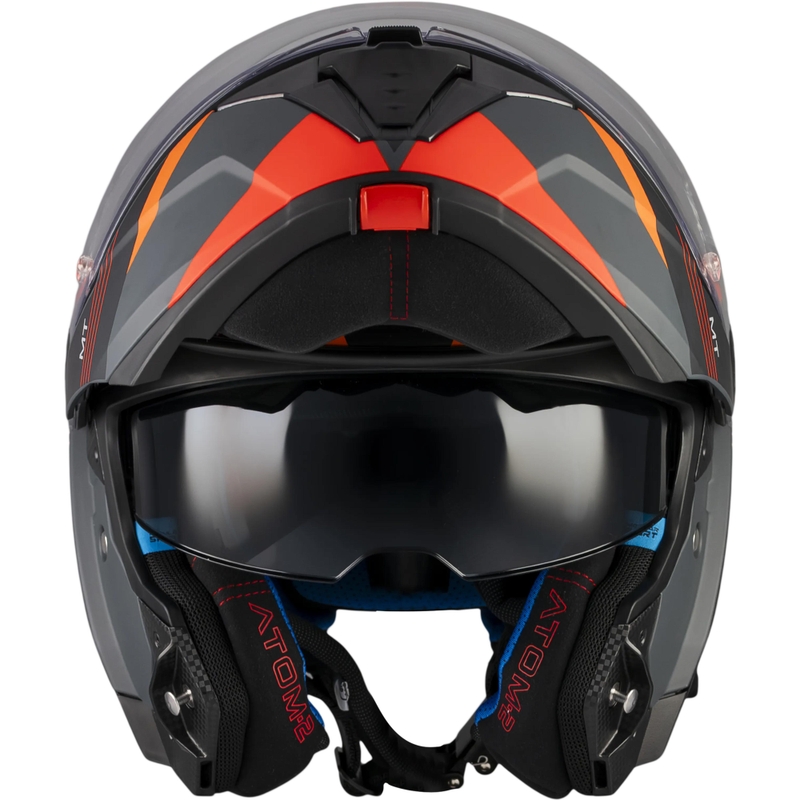 Flip-up motorcykelhjelm MT Atom 2 SV Kaster C14 mat sort-grå-orange