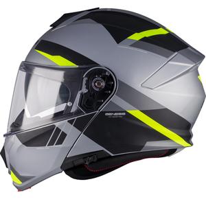 Flip-up motorcykelhjelm MT Genesis R SV Cheeky C3 sort-grå-fluo gul
