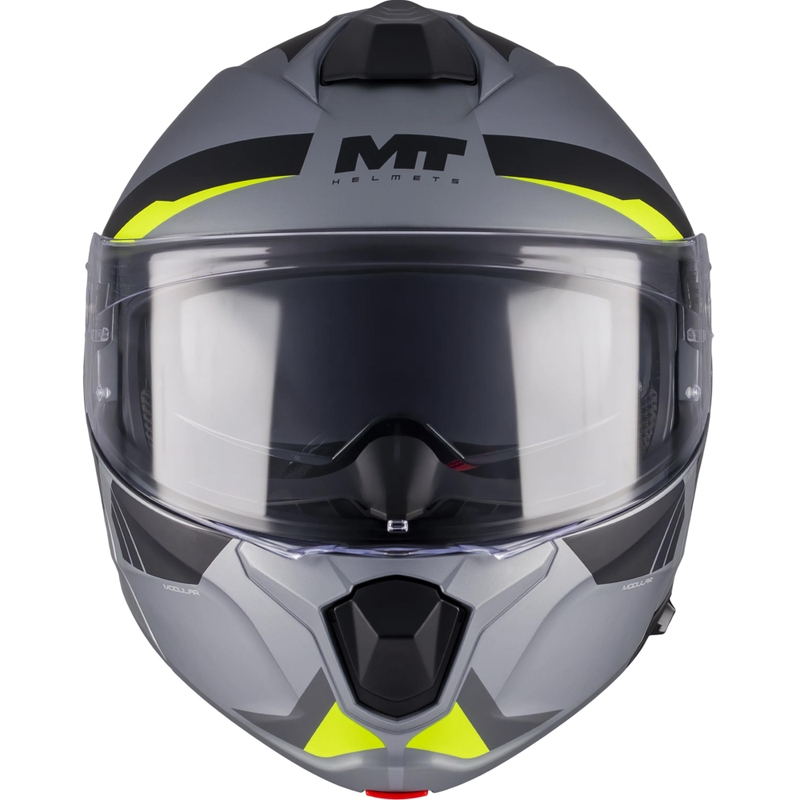 Flip-up motorcykelhjelm MT Genesis R SV Cheeky C3 sort-grå-fluo gul