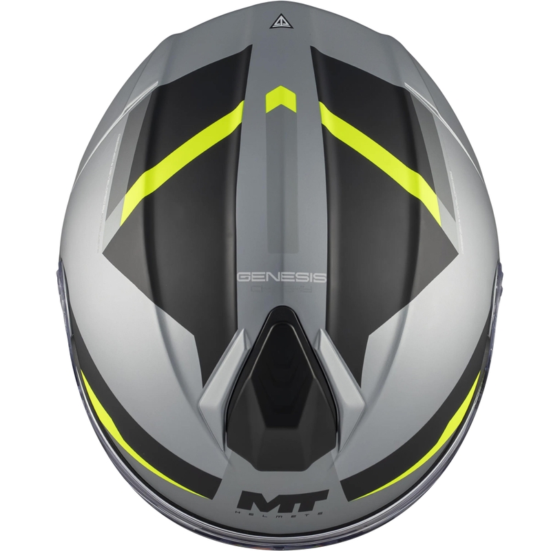 Flip-up motorcykelhjelm MT Genesis R SV Cheeky C3 sort-grå-fluo gul