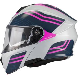 Flip-up motorcykelhjelm MT Genesis R SV Vibe C8 grå-blå-pink