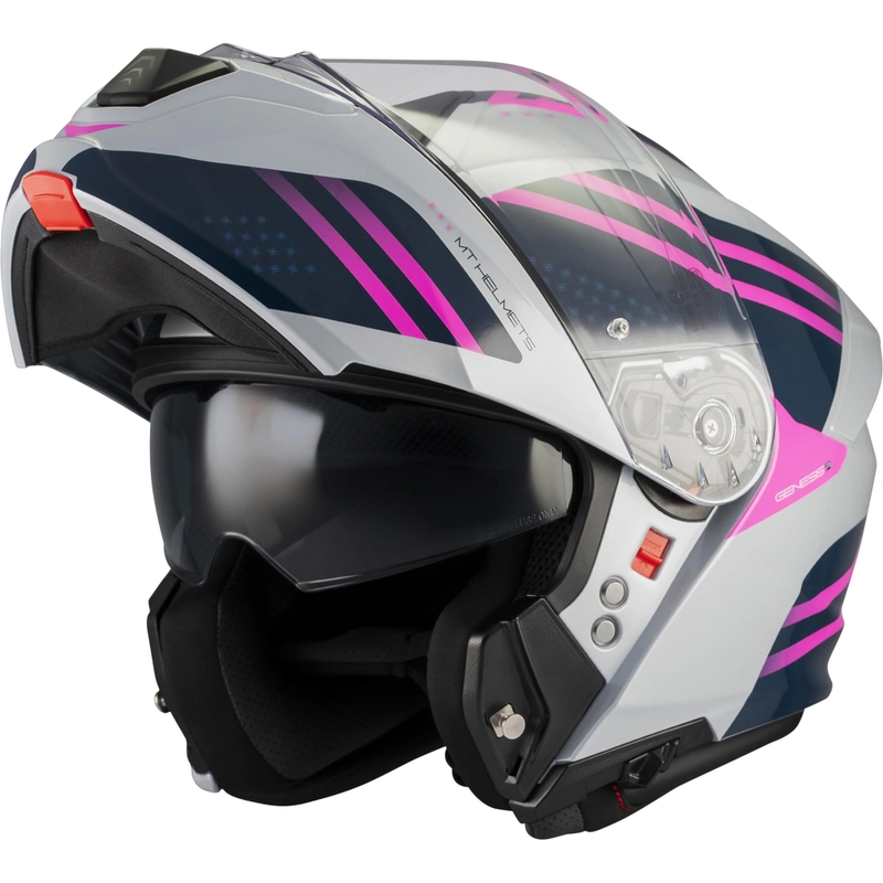 Flip-up motorcykelhjelm MT Genesis R SV Vibe C8 grå-blå-pink