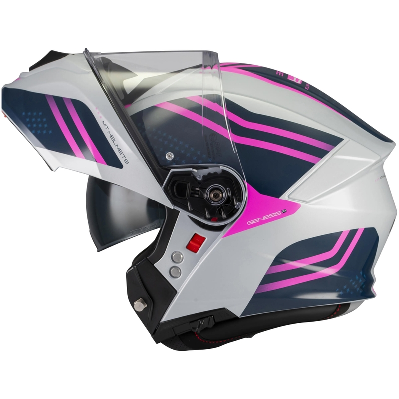 Flip-up motorcykelhjelm MT Genesis R SV Vibe C8 grå-blå-pink