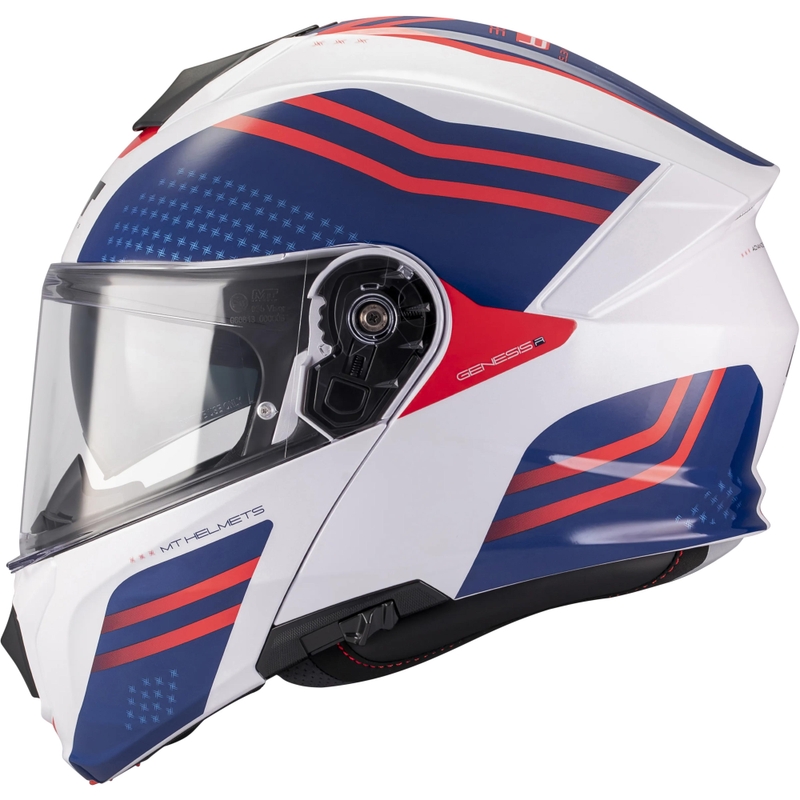 Flip-up motorcykelhjelm MT Genesis R SV Vibe A7 hvid-blå-rød