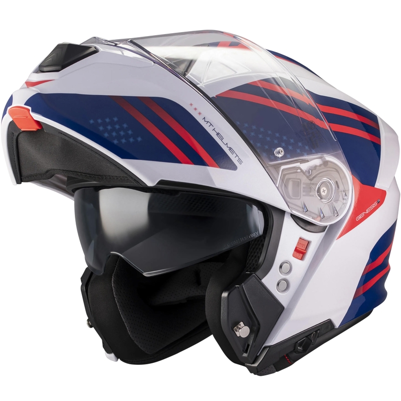 Flip-up motorcykelhjelm MT Genesis R SV Vibe A7 hvid-blå-rød