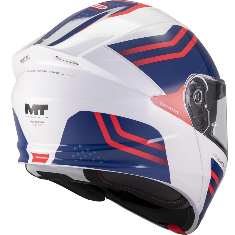 Flip-up motorcykelhjelm MT Genesis R SV Vibe A7 hvid-blå-rød