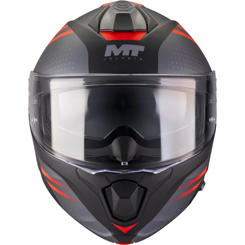 Flip-up motorcykelhjelm MT Genesis R SV Vibe B5 mat sort-grå-rød