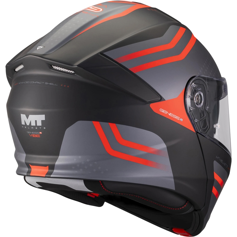 Flip-up motorcykelhjelm MT Genesis R SV Vibe B5 mat sort-grå-rød