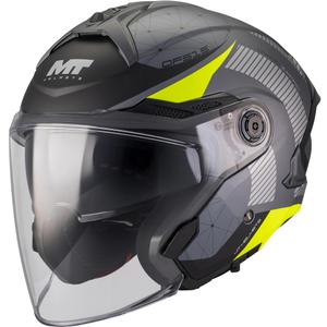 Åben motorcykelhjelm MT Cosmo SV Zafiro C3 mat sort-grå-fluo gul