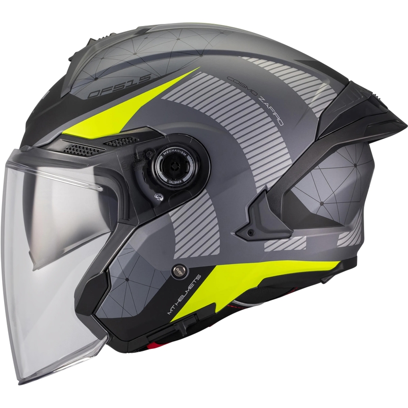Åben motorcykelhjelm MT Cosmo SV Zafiro C3 mat sort-grå-fluo gul