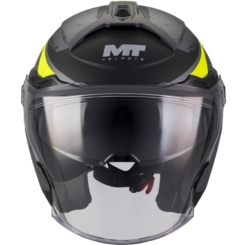 Åben motorcykelhjelm MT Cosmo SV Zafiro C3 mat sort-grå-fluo gul