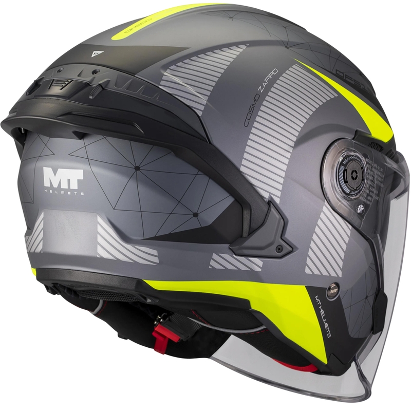 Åben motorcykelhjelm MT Cosmo SV Zafiro C3 mat sort-grå-fluo gul