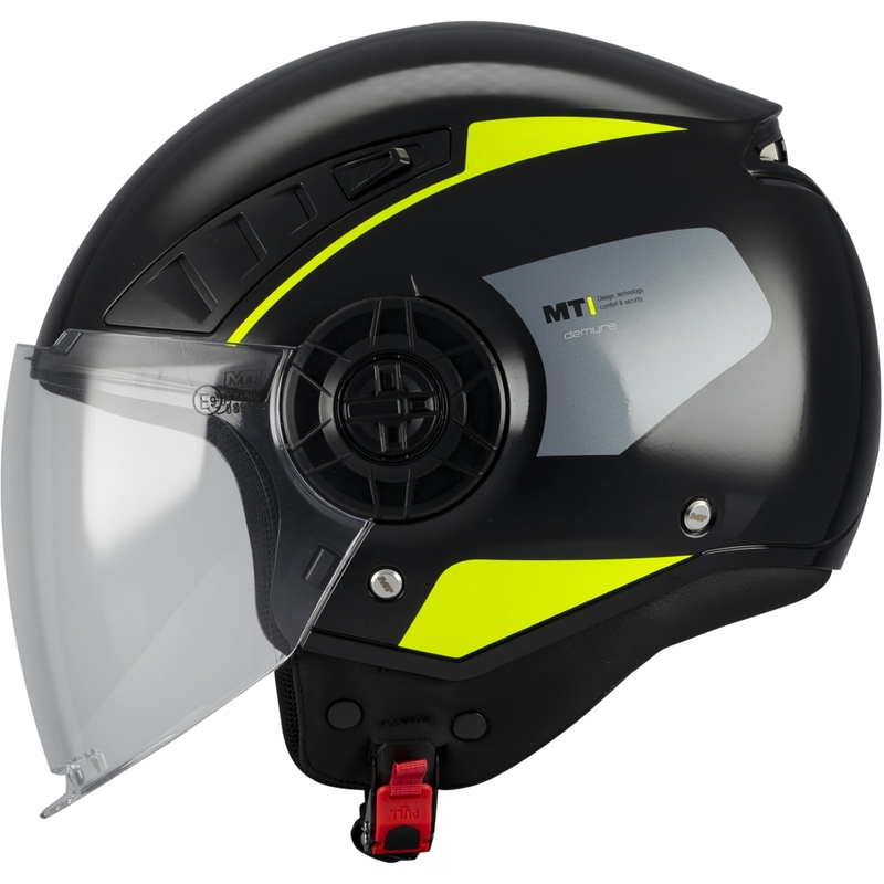 Åben motorcykelhjelm MT Aeris Demure B5 sort-fluo gul