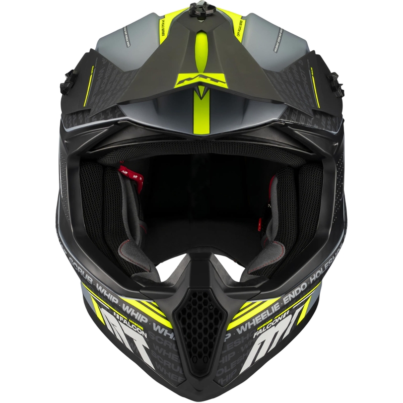 Motocross hjelm MT Falcon S Ruler C2 mat sort-grå-fluo gul
