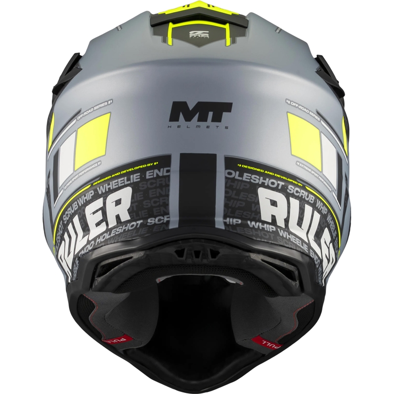 Motocross hjelm MT Falcon S Ruler C2 mat sort-grå-fluo gul