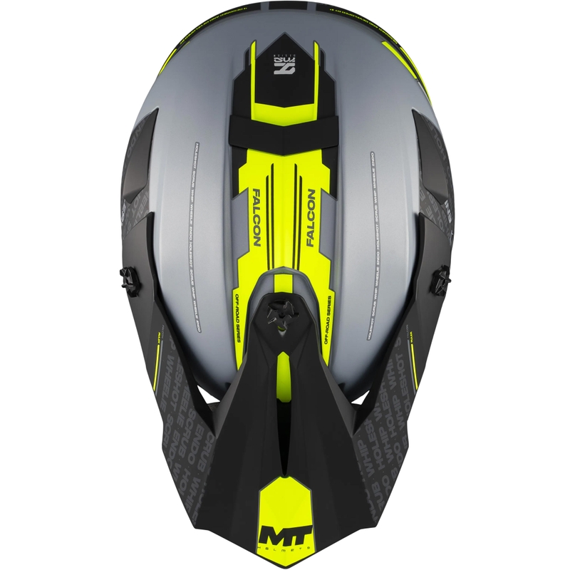Motocross hjelm MT Falcon S Ruler C2 mat sort-grå-fluo gul