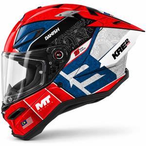 Fullface motorcykelhjelm MT KRE 2 PLUS Dansk 26 sæsoner B5 rød-blå