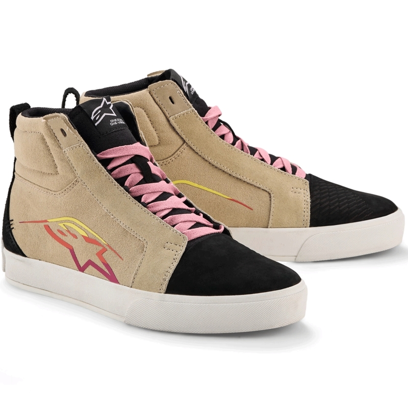 Alpinestars Ride-63 Canvas Motorcykelstøvler Cremefarvet/Sort/Hvid