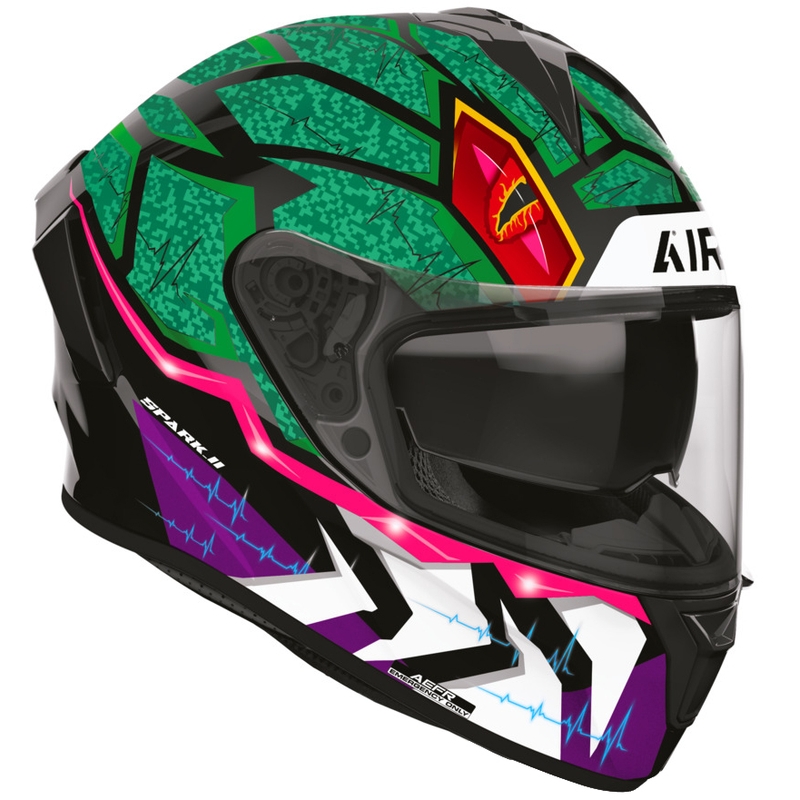 Airoh Spark 2 Rex fullface motorcykelhjelm sort-grøn-lilla