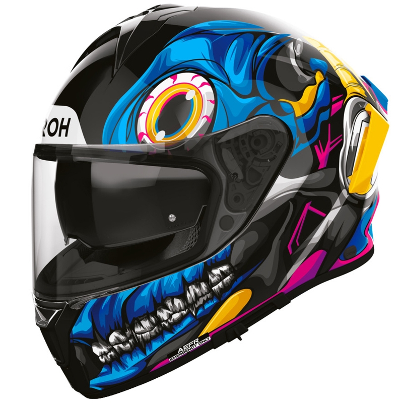 Airoh Spark 2 Stranger fullface motorcykelhjelm sort-blå-gul