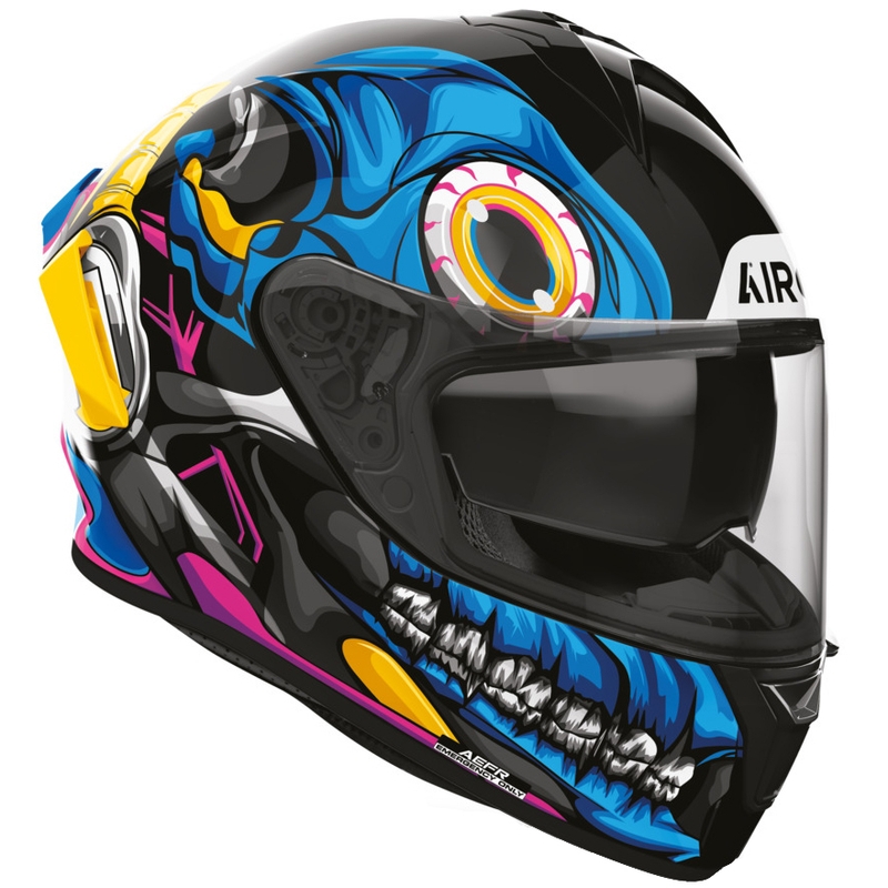 Airoh Spark 2 Stranger fullface motorcykelhjelm sort-blå-gul