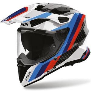 Enduro motorcykelhjelm Airoh Commander 2 Carbon Rank sort-hvid-blå