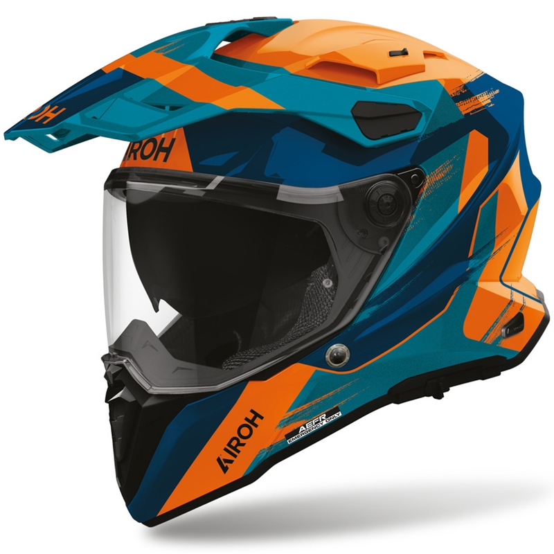 Enduro motorcykelhjelm Airoh Commander 2 Razor blå-orange