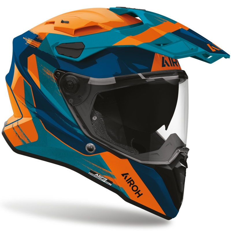Enduro motorcykelhjelm Airoh Commander 2 Razor blå-orange