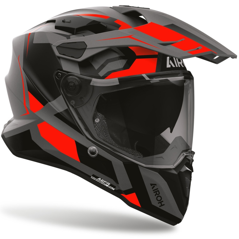 Enduro motorcykelhjelm Airoh Commander 2 Polar mat fluo rød