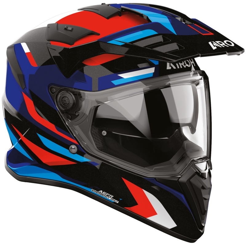 Enduro motorcykelhjelm Airoh BADX-X Glitch blå-rød